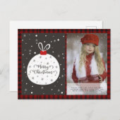 Buffalo Plaid Foto Kerstmis Nieuwjaar Folk Art Ker Briefkaart (Voorkant / Achterkant)