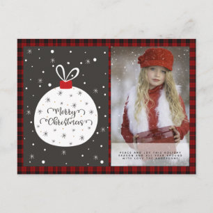 Buffalo Plaid Foto Kerstmis Nieuwjaar Folk Art Ker Briefkaart