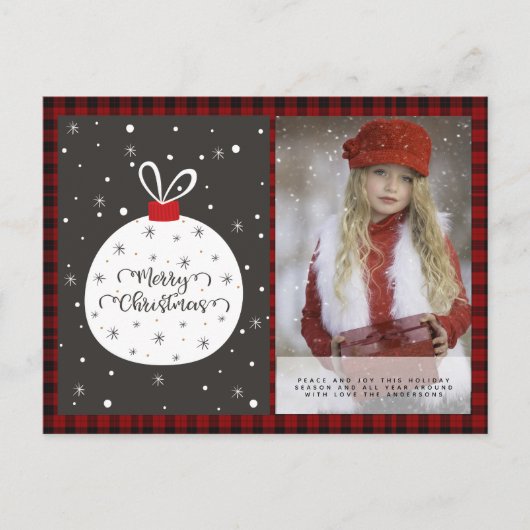 Buffalo Plaid Foto Kerstmis Nieuwjaar Folk Art Ker Briefkaart (Voorkant)