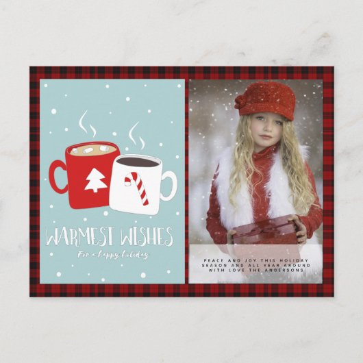 Buffalo Plaid Foto Kerstmis Nieuwjaar Folkart Heet Briefkaart (Voorkant)