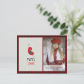 Buffalo Plaid Foto Kerstmis Nieuwjaar Folkart Rode Briefkaart (Staand voorkant)