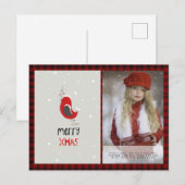 Buffalo Plaid Foto Kerstmis Nieuwjaar Folkart Rode Briefkaart (Voorkant / Achterkant)