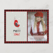 Buffalo Plaid Foto Kerstmis Nieuwjaar Folkart Rode Briefkaart (Voorkant)