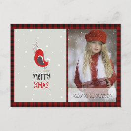 Buffalo Plaid Foto Kerstmis Nieuwjaar Folkart Rode Briefkaart