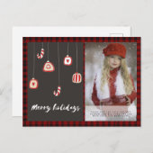 Buffalo Plaid Foto Kerstmis Nieuwjaar Volks Kunst  Briefkaart (Voorkant / Achterkant)