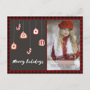 Buffalo Plaid Foto Kerstmis Nieuwjaar Volks Kunst  Briefkaart