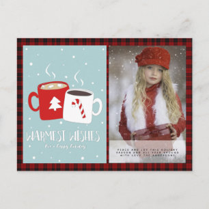 Buffalo Plaid Foto Xmas Nieuwjaar Folkart Hot Coco Briefkaart