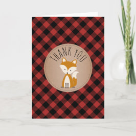 Buffalo Plaid Fox Baby shower Dank u Bedankkaart