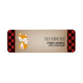 Buffalo Plaid Fox Baby shower Etiket (Voorkant)