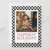 Buffalo Plaid Gelukkig Kerst Foto Feestdagenkaart (Voorkant)