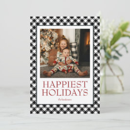 Buffalo Plaid Gelukkig Kerst Foto Feestdagenkaart