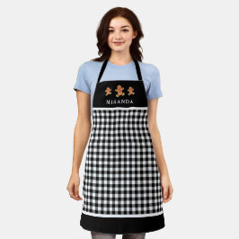 Buffalo Plaid Gingerbread Mannen met Naam Kerst Schort