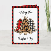 Buffalo Plaid, Gingham en Luipaardprint Kerst Kaart (Voorkant)