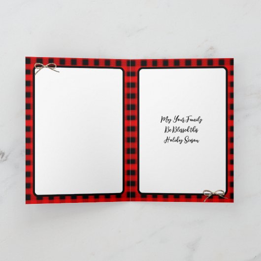 Buffalo Plaid, Gingham en Luipaardprint Kerstmis Kaart (Binnen)