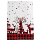 Buffalo Plaid Gingham Feestelijke Kerst Medium Cadeauzakje (Achterkant)