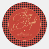 Buffalo Plaid Gingham Red Check vrolijk en helder Ronde Sticker (Voorkant)
