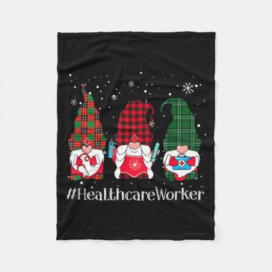 Buffalo Plaid Gnome Healthcare Worker Nurse Christ Fleece Deken (Voorkant)
