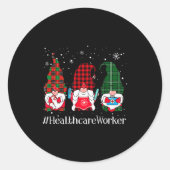 Buffalo Plaid Gnome Healthcare Worker Nurse Christ Ronde Sticker (Voorkant)
