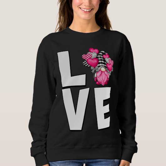 Buffalo Plaid Gnome Love Valentines Day Pink Heart Trui (Voorkant)