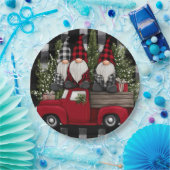 Buffalo Plaid Gnomes Holiday Truck Paper Plates Papieren Bordje (Feest)