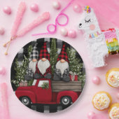 Buffalo Plaid Gnomes Holiday Truck Paper Plates Papieren Bordje (Feest)