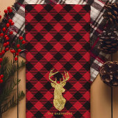 Buffalo Plaid Gouden Herten Kerstmis Theedoek