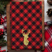 Buffalo Plaid Gouden Hertengekleurde Kerst Theedoek