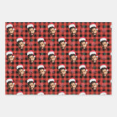 Buffalo Plaid & Grappig Gezicht Foto Kerstman Kers Inpakpapier Vel (Voorkant 3)