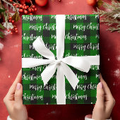 Buffalo Plaid Green Vrolijke Kersttekst Cadeaupapier