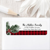 Buffalo plaid greenery vakantieadres etiket (Insitu)