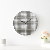 Buffalo Plaid Grijs Wit Tartan waterverf Rustiek Grote Klok (Huis)