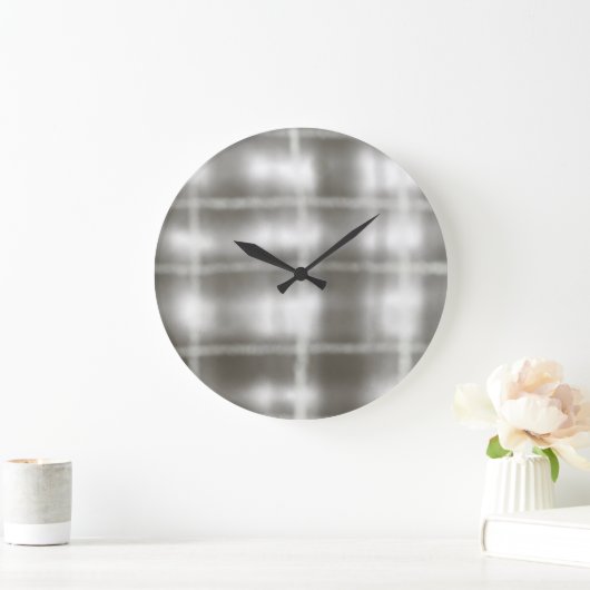 Buffalo Plaid Grijs Wit Tartan waterverf Rustiek Grote Klok (Huis)