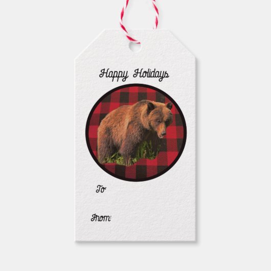 Buffalo Plaid Grizzly Beer Cadeautags Cadeaulabel (Voorkant)