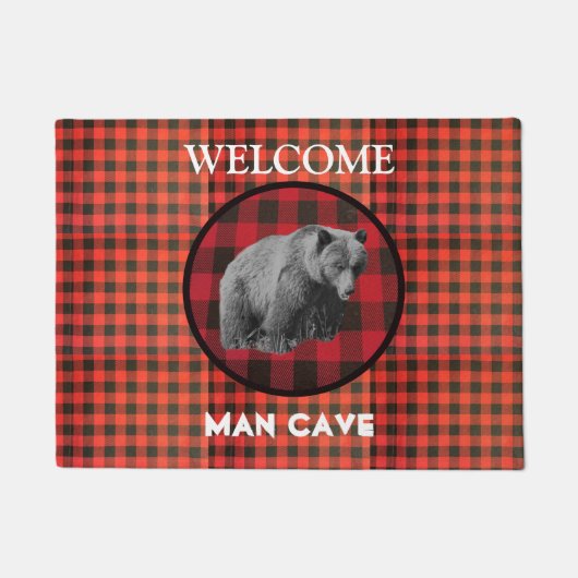 Buffalo Plaid Grizzly Beer Man Cave Deurmat (Voorkant)