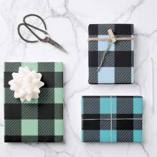 Buffalo Plaid Groene en Blauwe tinten Inpakpapier Vel