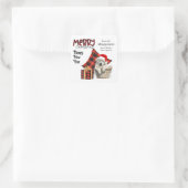 Buffalo Plaid Grote Pyreneeën Puppy Vakantie Vierkante Sticker (Tas)