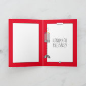 Buffalo Plaid Hanukkah Menorah Kaart (Binnen)