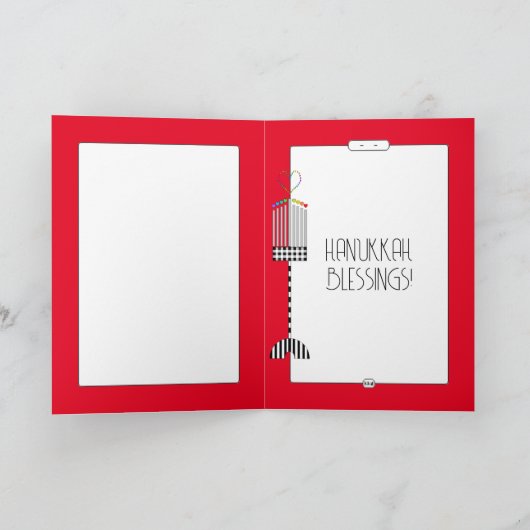 Buffalo Plaid Hanukkah Menorah Kaart (Binnen)