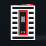 Buffalo Plaid Hanukkah Menorah Kaart<br><div class="desc">Een gestreepte en buffelplaid hanukkiah wordt bekroond door kleurrijke hartvlammen binnen een vet rood lijst en over vet zwart-witte strepen heen geplaatst. Interieur kaart is voorzien van "Hanukkah Blessings!" en is begrensd en gecoördineerd voor uw schrijfplezier. ~ Karyn</div>