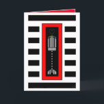 Buffalo Plaid Hanukkah Menorah Kaart<br><div class="desc">Een gestreepte en buffelplaid hanukkiah wordt bekroond door kleurrijke hartvlammen binnen een vet rood lijst en over vet zwart-witte strepen heen geplaatst. Interieur kaart is voorzien van "Hanukkah Blessings!" en is begrensd en gecoördineerd voor uw schrijfplezier. ~ Karyn</div>