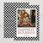 Buffalo Plaid Happiest Feestdagen Foto Feestdagenkaart (Voorkant / Achterkant)