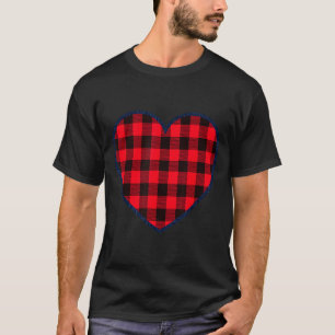 Buffalo Plaid Hart Shirt - Valentijnsdag Hart T