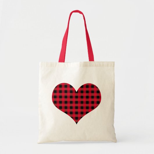 Buffalo plaid hart tote bag (Voorkant)