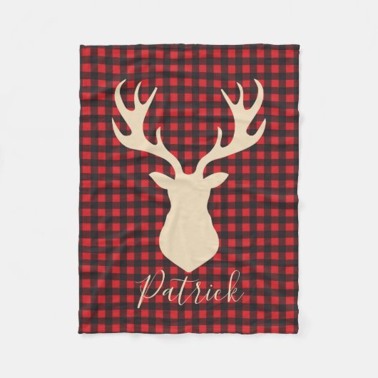 Buffalo plaid hert gepersonaliseerde deken (Voorkant)