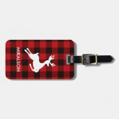 BUFFALO PLAID HERT MONOGRAM BAGAGELABEL (Voorkant horizontaal)