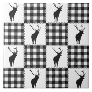 Buffalo Plaid Hert Rustic Woodland Patroon Tegeltje