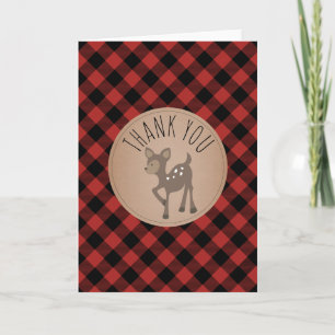 Buffalo Plaid Herten Baby shower Dank u Bedankkaart