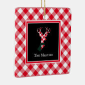 Buffalo Plaid Herten Gepersonaliseerde Kerstmis Keramisch Ornament (Rechts)