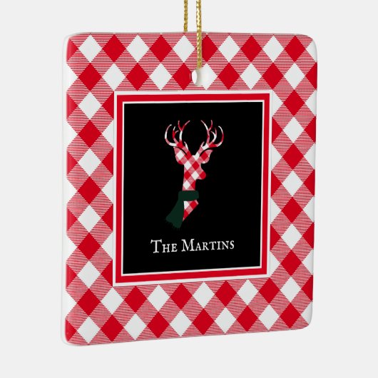 Buffalo Plaid Herten Gepersonaliseerde Kerstmis Keramisch Ornament (Rechts)