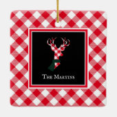 Buffalo Plaid Herten Gepersonaliseerde Kerstmis Keramisch Ornament (Achterkant)